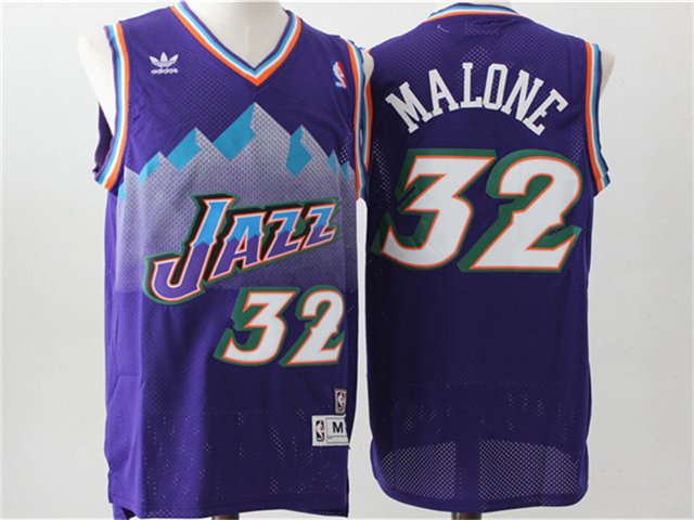 men's & youth Basketball Jazz Throwback Uniform #32 Karl Malone Jerseys Purple M&N Classic Shirts
