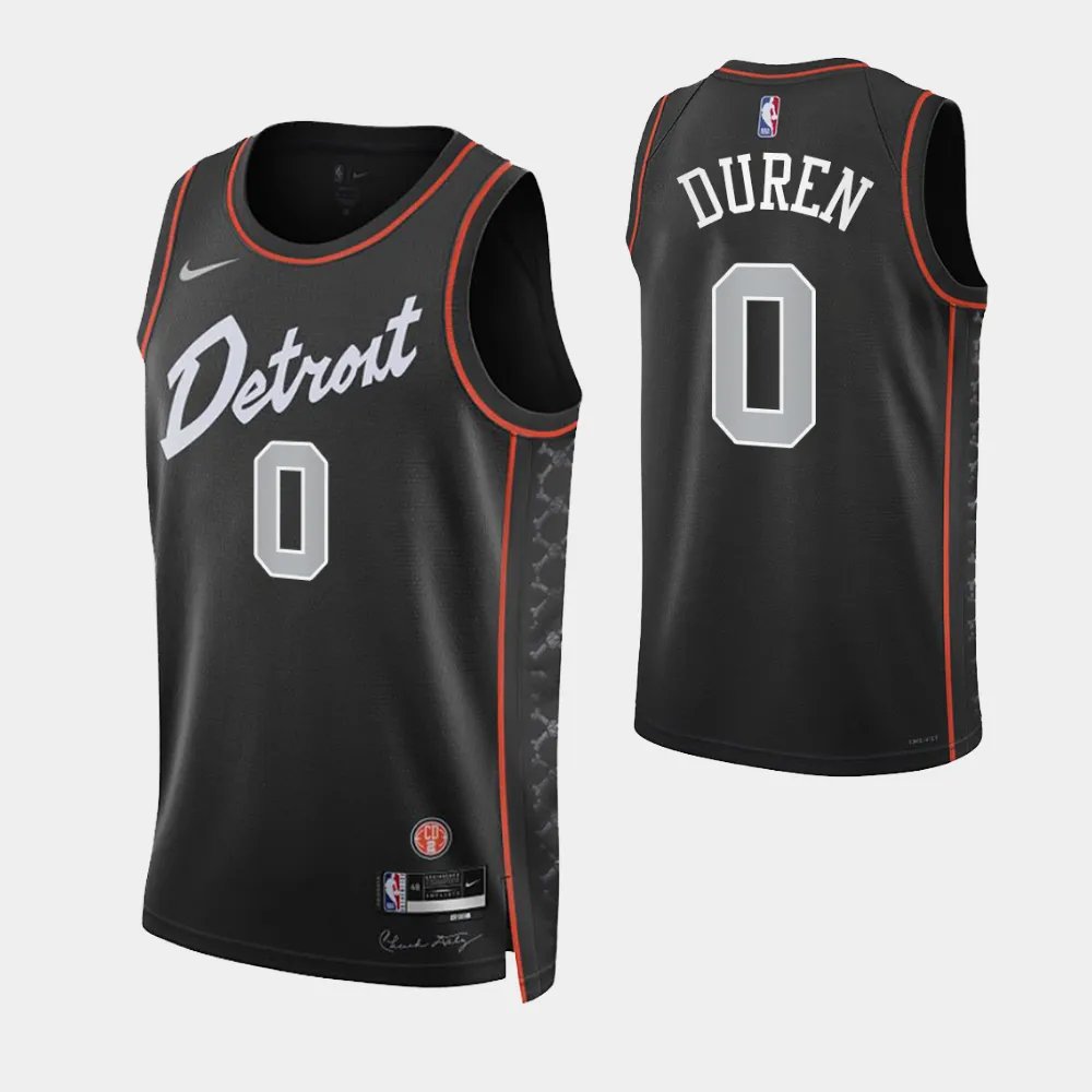 men's & youth Basketball Pistons Uniform 0 Jalen Duren Jerseys Black