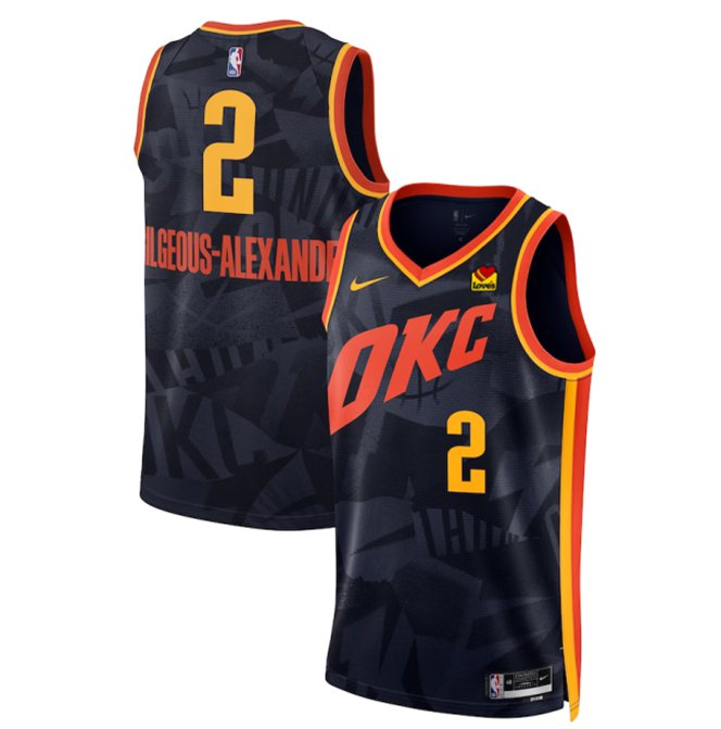 men's & youth Basketball Thunder Uniform #2 Shai Gilgeous-Alexander Jerseys 23/24 Black City Shirts