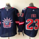 men's Ice Hockey NY Rangers Uniform #23 Adam Fox Jerseys Navy 2020/21 Reverse Retro Shirts
