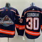 men's Ice Hockey NY Islanders Uniform #30 Ilya Sorokin Jerseys Navy 2022-23 Reverse Retro Shirts