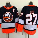 men's Ice Hockey NY Islanders Uniform #27 Anders Lee Jerseys Navy 2020/21 Reverse Retro Shirts