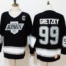 men's Ice Hockey LA Kings Uniform #99 Wayne Gretzky Jerseys 1993 Vintage Black Throwback Shirts