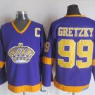 men's Ice Hockey LA Kings Uniform #99 Wayne Gretzky Jerseys Vintage Purple Throwback Shirts