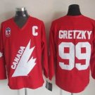men's Ice Hockey Uniform #99 Wayne Gretzky Jerseys 1991 Canada Cup Team Red Throwback Shirts