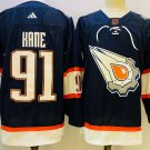 men's Ice Hockey Oilers Uniform #91 Evander Kane Jerseys Navy 2022-23 Reverse Retro Special Shirts
