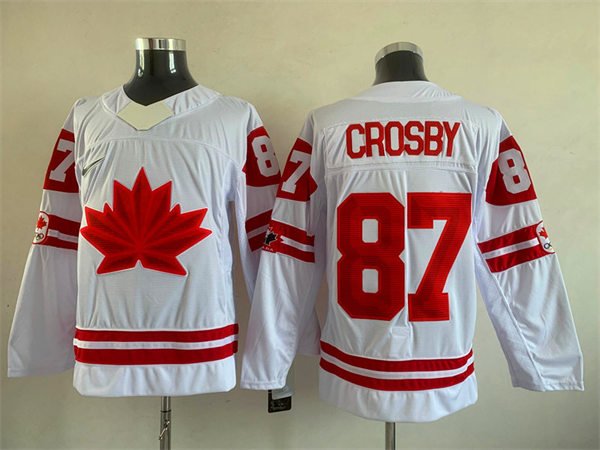 men's Ice Hockey Uniform #87 Sidney Crosby Jerseys Canada 2022 Beijing Winter Olympic White Shirts