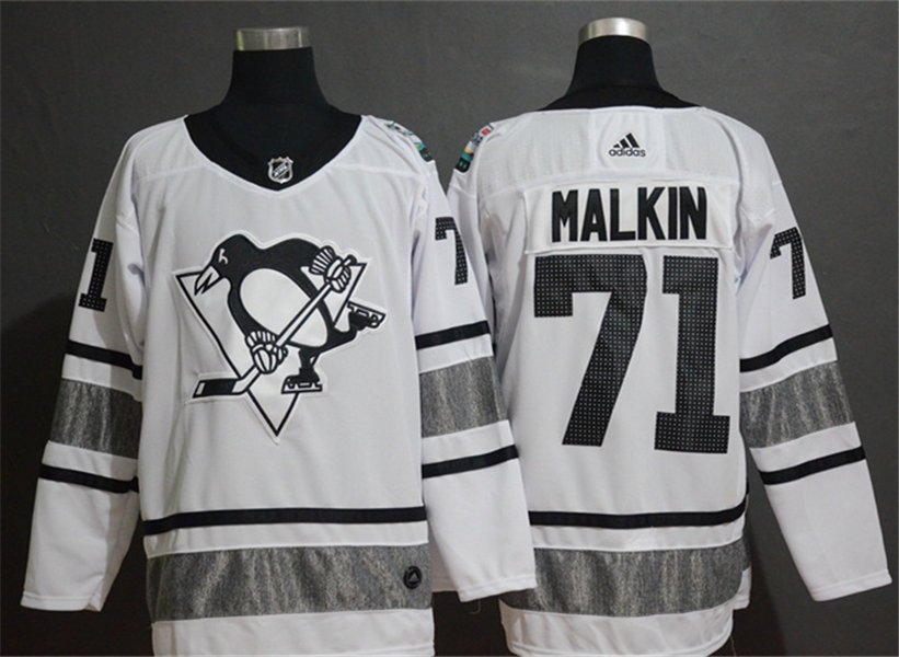 men's Ice Hockey Penguins Uniform #71 Evgeni Malkin Jerseys White 2019 All-Star Game Player Shirts