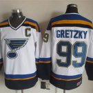men's Ice Hockey SL Blues Uniform #99 Wayne Gretzky Jerseys 2014-15 Vintage White Throwback Shirts