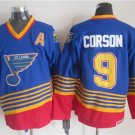 men's Ice Hockey SL Blues Uniform #9 Shayne Corson Jerseys 1995-96 Vintage Blue Throwback Shirts