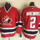 men's Ice Hockey Uniform #2 Al MacInnis Jerseys Canada 2002 Winter Olympic Red Throwback Shirts