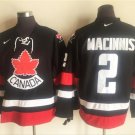 men's Ice Hockey Uniform #2 Al MacInnis Jerseys Canada 2002 Winter Olympic Black Throwback Shirts
