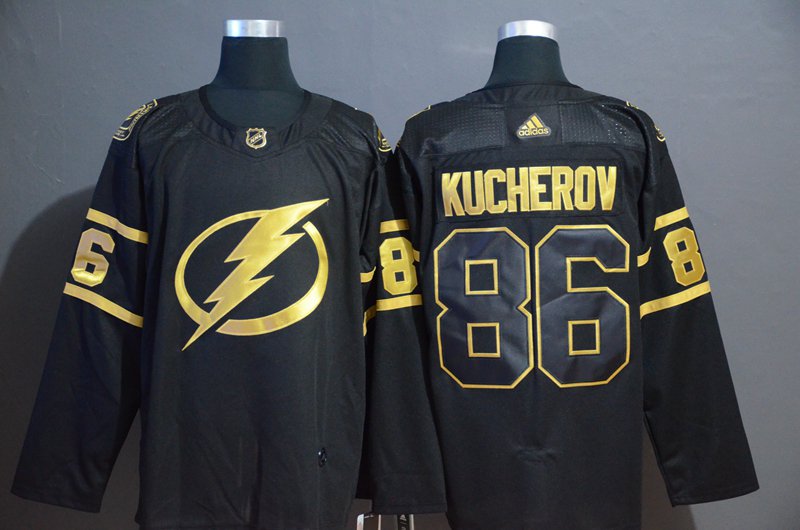 men's Hockey Activewear Lightning Uniform #86 Nikita Kucherov Jerseys Black Golden Edition Shirts