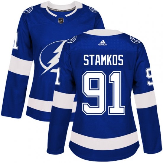 women's Ice Hockey Lightning Uniform #91 Steven Stamkos Jerseys Blue Home Player Game ladys Shirts