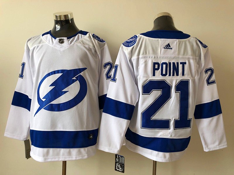 men's Ice Hockey Lightning Uniform #21 Brayden Point Jerseys White Away Team Game Player Shirts