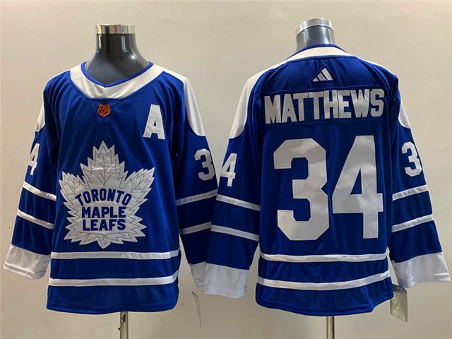 men's Ice Hockey Maple Leafs Uniform #34 Auston Matthews Jerseys Royal 22-23 Reverse Retro Shirts
