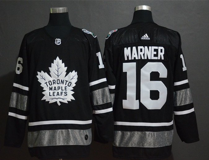 men's Ice Hockey Maple Leafs Uniform #16 Mitchell Marner Jerseys Black 2019 All-Star Game Shirts