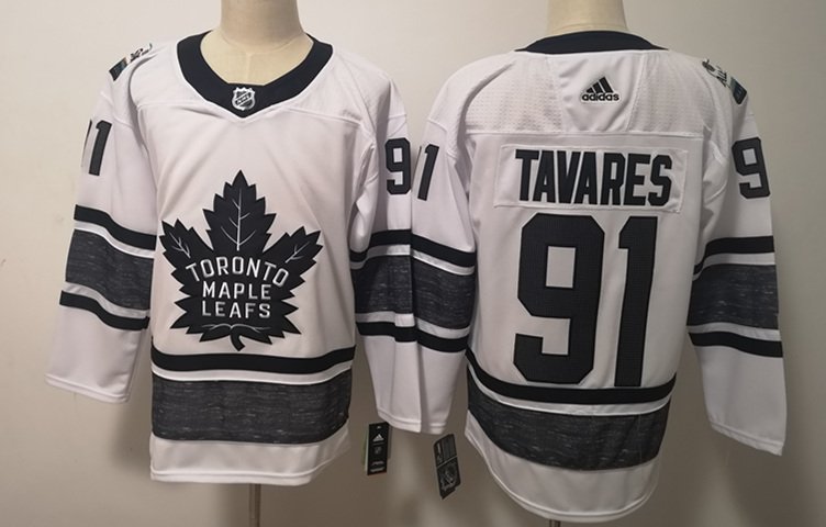 men's Ice Hockey Maple Leafs Uniform #91 John Tavares Jerseys White 2019 All-Star Game Shirts