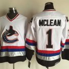 men's Ice Hockey Canucks Uniform #1 Kirk McLean Jerseys 1997-98 Vintage White Throwback Shirts