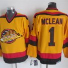 men's Ice Hockey Canucks Uniform #1 Kirk McLean Jerseys 1985-86 Vintage Yellow Throwback Shirts