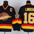 men's Ice Hockey Activewear Canucks Uniform #16 Trevor Linden Jerseys Vintage Black Throwback Shirts