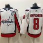 men's Ice Hockey Capitals Uniform #8 Alexander Ovechkin Jerseys White Away Team Game Player Shirt