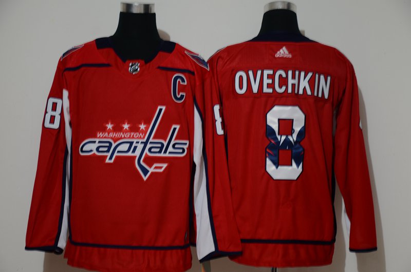 men's Ice Hockey Capitals Uniform #8 Alexander Ovechkin Jerseys Red Team Logo Printing Shirt