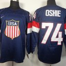 men's Ice Hockey Activewear Uniform #74 T. J. Oshie Jerseys Team USA 2014 Olympics Navy Shirts