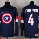 men's Ice Hockey Uniform #4 John Carlson Jerseys Team USA 2015 Navy Captain America Shirts