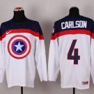men's Ice Hockey Uniform #4 John Carlson Jerseys Team USA 2015 White Captain America Shirts