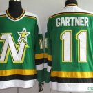 men's Ice Hockey Uniform #11 Mike Gartner Jerseys North Stars Vintage Green Throwback Shirts