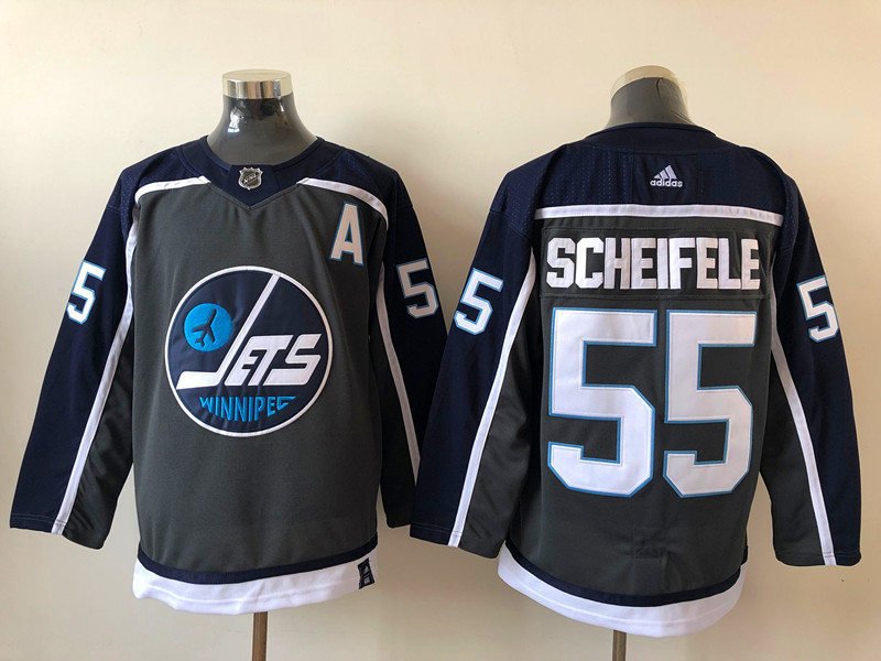 men's Ice Hockey Jets Uniform #55 Mark Scheifele Jerseys Gray 2021 Season Reverse Retro Player Shirt