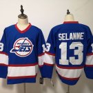 men's Ice Hockey Jets Uniform #13 Teemu Selanne Jerseys 1992 Vintage Blue Throwback Shirt