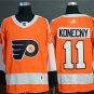 men's Ice Hockey Flyers Uniform #11 Travis Konecny Jerseys Orange Home Team Game Player Shirt