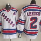 men's Ice Hockey NY Rangers Uniform #2 Brian Leetch Jerseys 1993-94 Vintage White Throwback Shirt