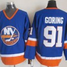 men's Ice Hockey NY Islanders Uniform #91 Butch Goring Jerseys Vintage Blue Throwback Shirt
