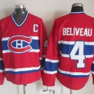 men's Ice Hockey Activewear Canadiens Uniform #4 Jean Beliveau Jerseys Vintage Red Throwback Shirt
