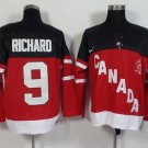 men's Ice Hockey Canada Uniform #9 Maurice Richard Jerseys Red 1914-2014 100TH Throwback Shirt