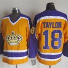 men's Ice Hockey LA Kings Uniform #18 Dave Taylor Jerseys Vintage Yellow/Purple Throwback Shirts