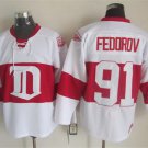 men's Ice Hockey Wings Uniform #91 Sergei Fedorov Jerseys 2008-09 Vintage White Throwback Shirt