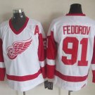 men's Ice Hockey Activewear Wings Uniform #91 Sergei Fedorov Jerseys Vintage White Throwback Shirt