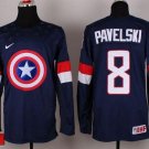men's Ice Hockey Activewear USA Uniform #8 Joe Pavelski Jerseys Navy Captain America Fashion Shirt