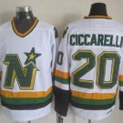 men's Hockey North Stars Uniform #20 Dino Ciccarelli Jerseys 1988-89 Vintage White Throwback Shirt