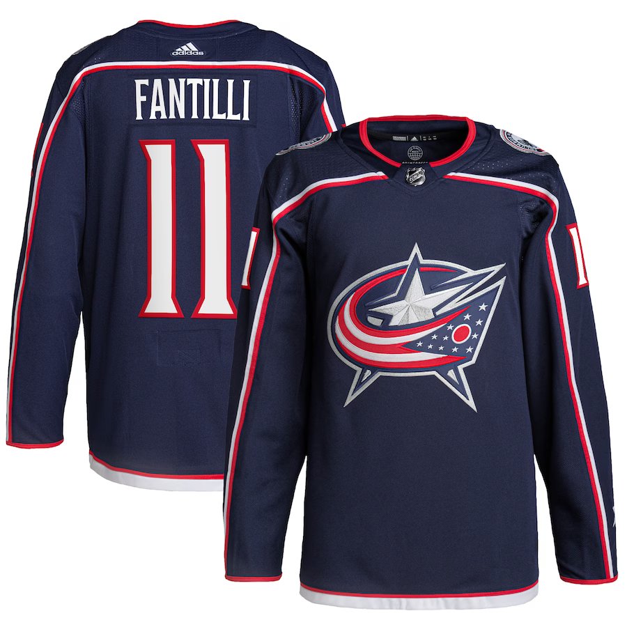 men's Ice Hockey Blue Jackets Uniform #11 Adam Fantilli Jerseys Navy Home Team Game Player Shirt