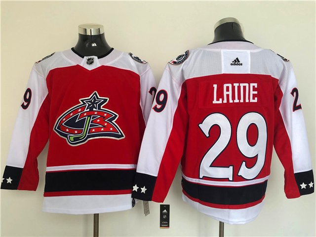 men's Ice Hockey Blue Jackets Uniform #29 Patrik Laine Jerseys Red 2021 Season Reverse Retro Shirt