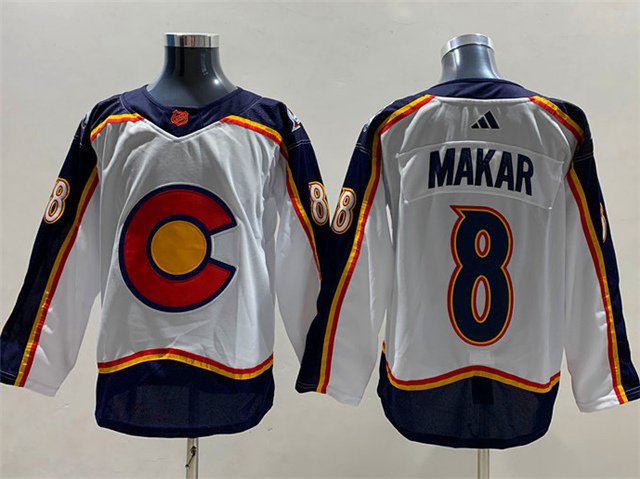 men's Ice Hockey Avalanche Uniform #8 Cale Makar Jerseys White 22-23 Reverse Retro 2.0 Special Shirt