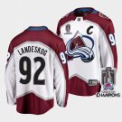 men's Ice Hockey Avalanche Uniform #92 Gabriel Landeskog Jerseys White 2022 Stanley Cup Champions