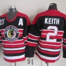 men's Ice Hockey Blackhawks Uniform #2 Duncan Keith Jerseys 75TH Vintage Black/Red Throwback Shirt