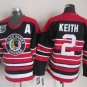 men's Ice Hockey Blackhawks Uniform #2 Duncan Keith Jerseys 75TH Vintage Black/Red Throwback Shirt