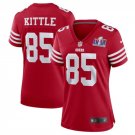 women's Football SF 49ers Uniform #85 George Kittle Jerseys Red 2024 Super Bowl LVIII lady Shirt